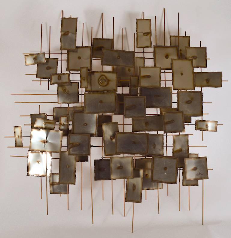 Copper Large Brutalist Wall Hanging Sculpture Dated 1973