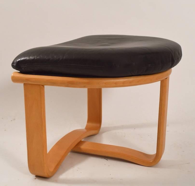 Leather and Wood Manta Chair and Ottoman by Ingmar Relling for Westnofa 2