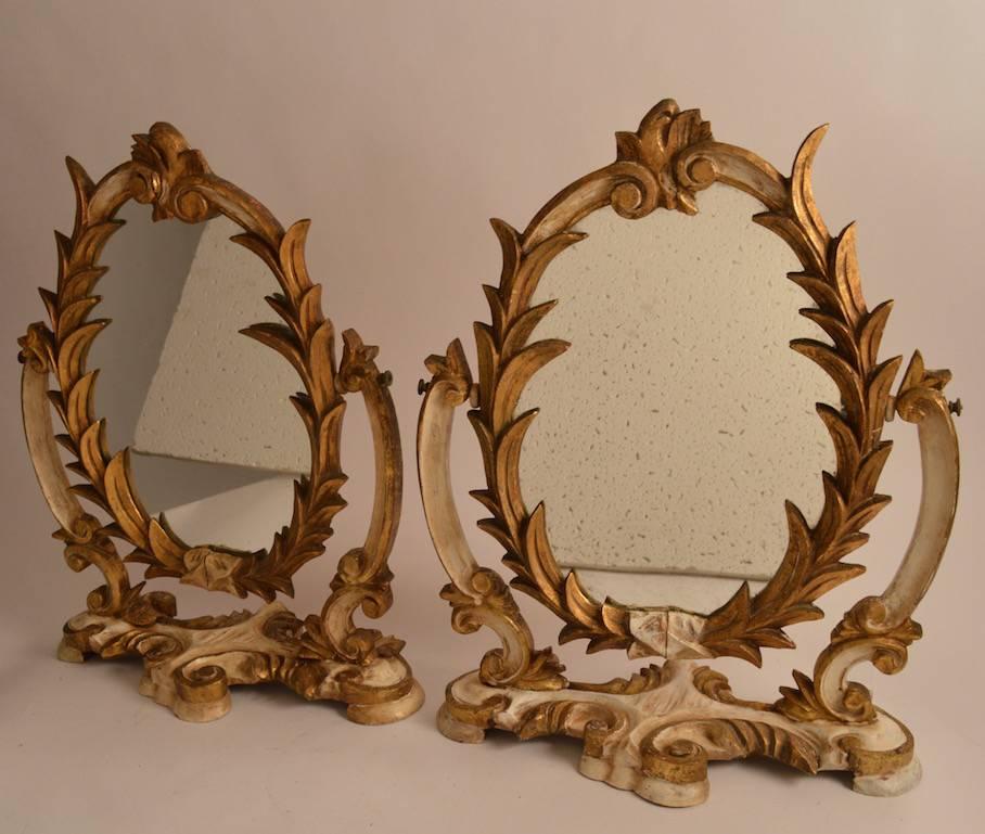 Two Venetian Parcel-Gilt Easel Mirrors For Sale 1