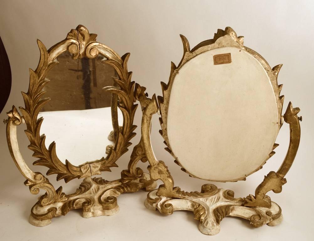 Two Venetian Parcel-Gilt Easel Mirrors For Sale 2