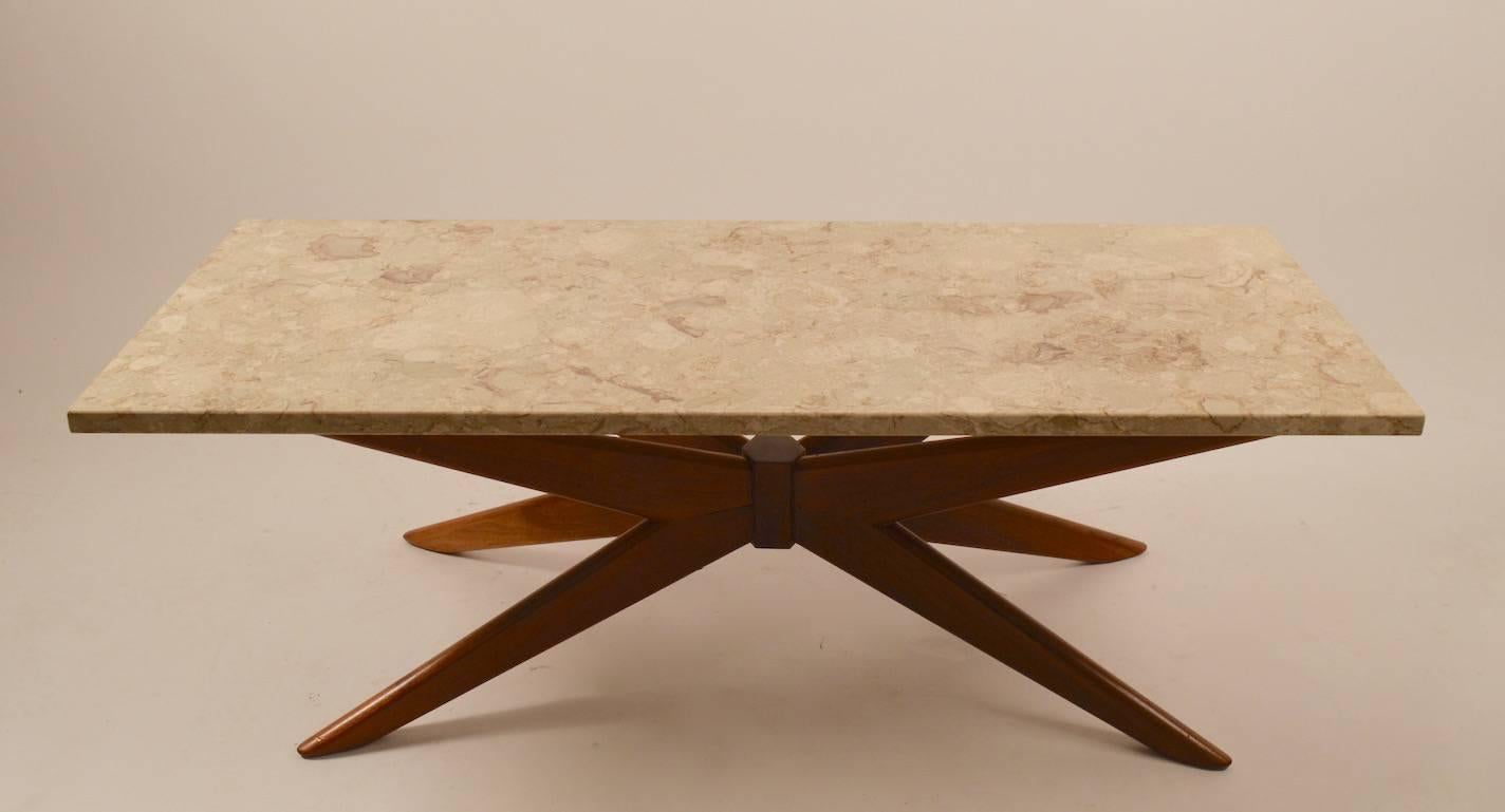 Mid-20th Century Marble-Top Jack Base Table 