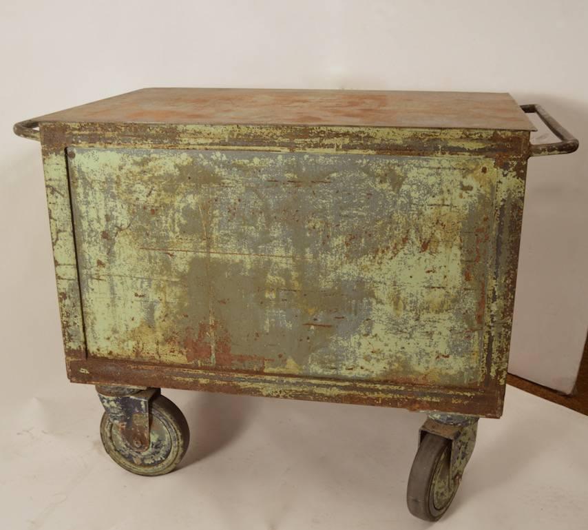 Early 20th Century Two Door Industrial Cart on Wheels