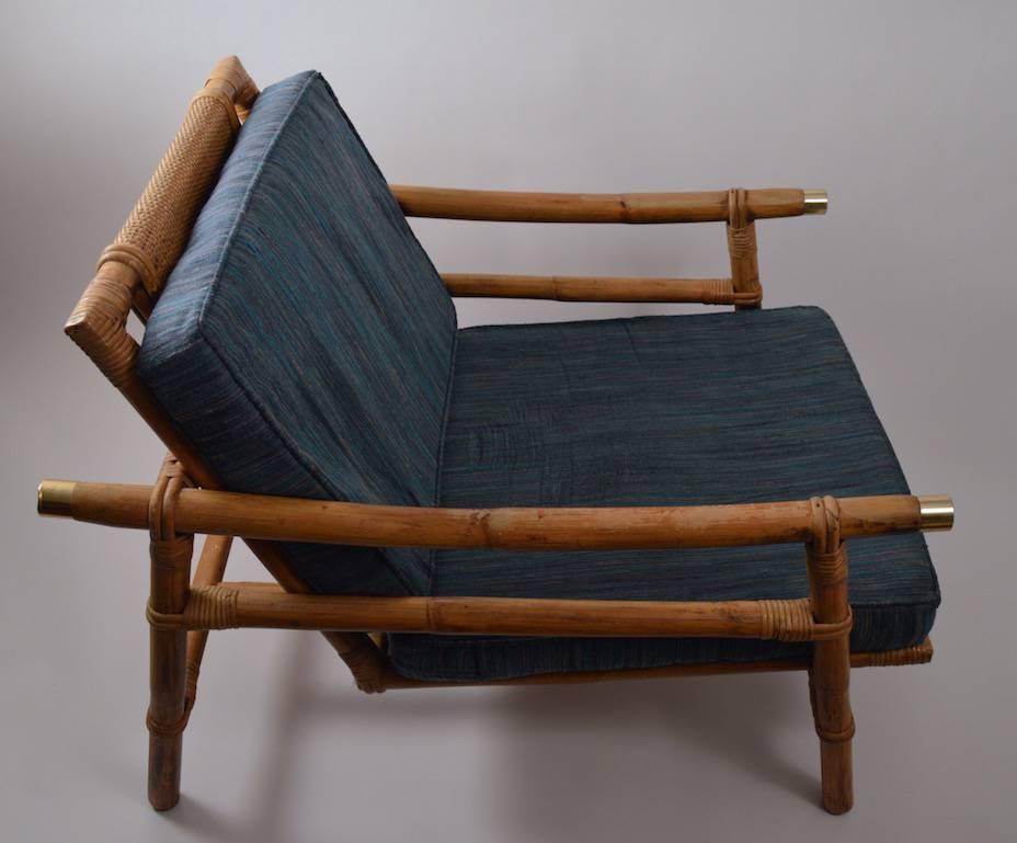 Upholstery Stylish Pair of John Wisner for Ficks Reed Bamboo Lounge Chairs