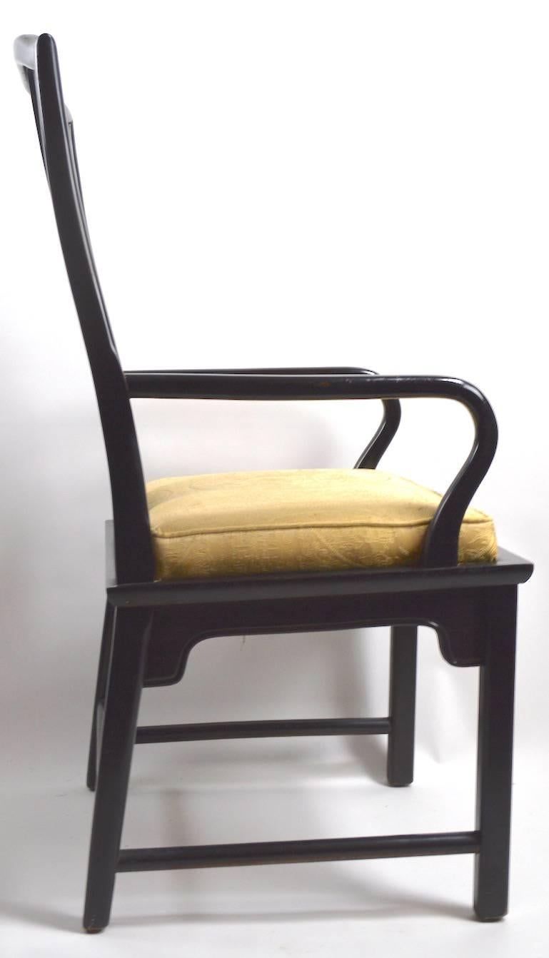 Mid-Century Modern Set of Eight Chin Hua Dining Chairs in Black Lacquer Finish