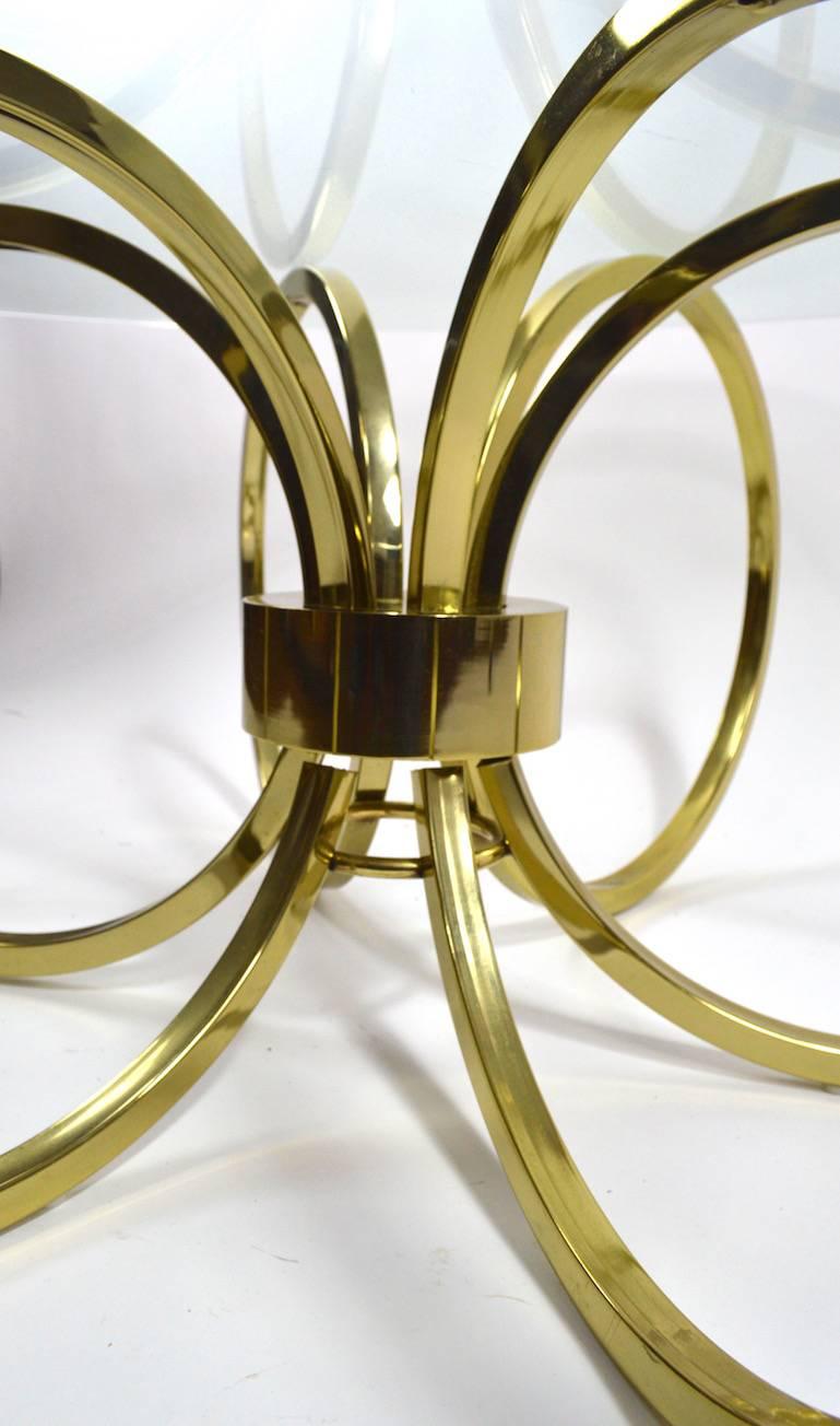 Mid-Century Modern Brass and Glass Coffee Table After Milo Baughman