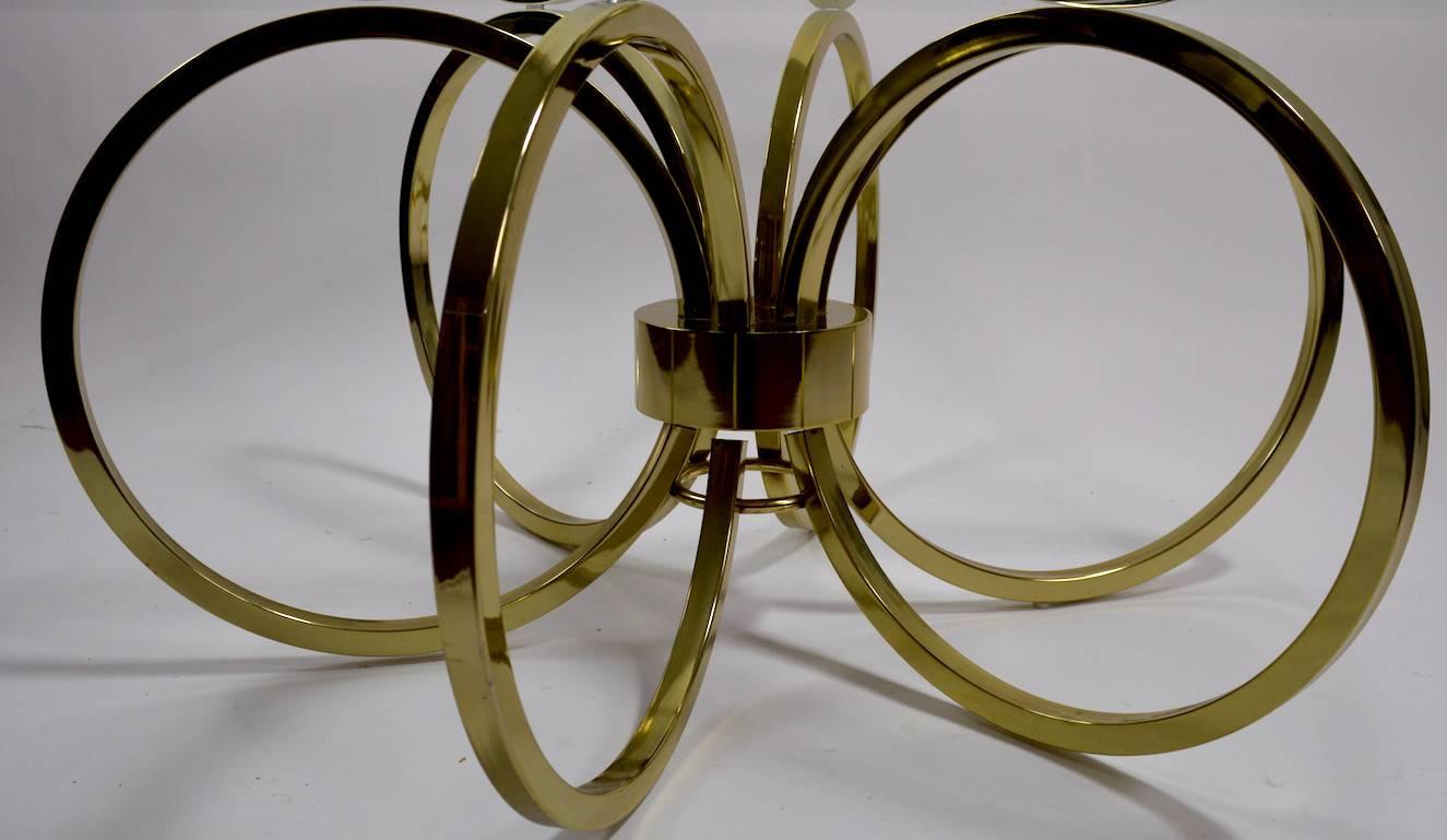 Brass and Glass Coffee Table After Milo Baughman In Excellent Condition In New York, NY