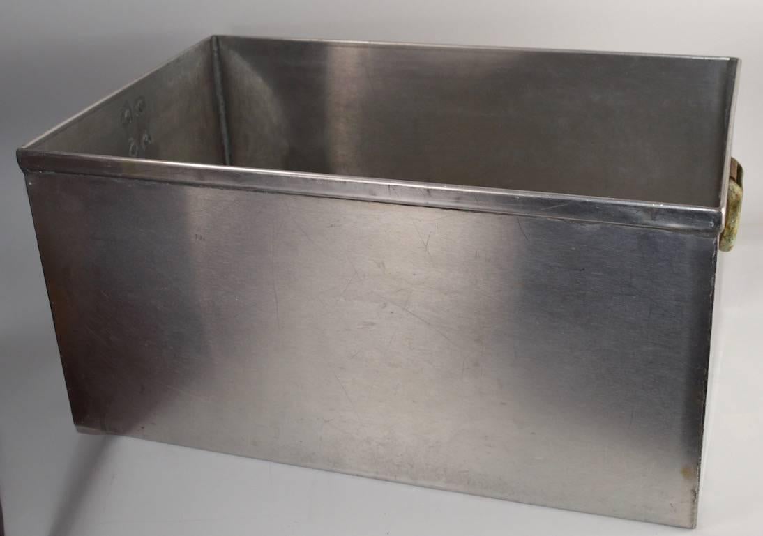large galvanized metal box with lid