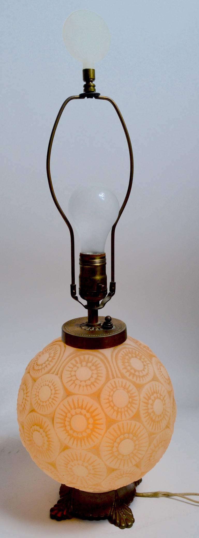 American Art Deco Lamp after Lalique For Sale