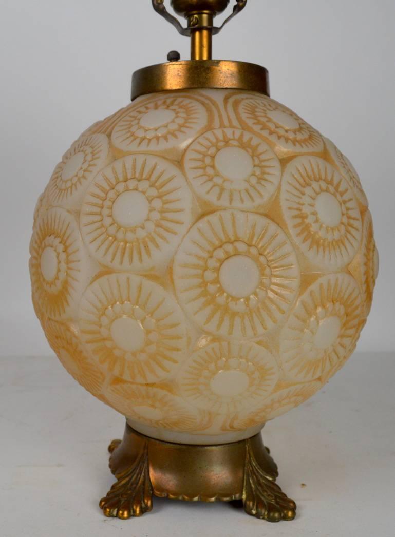 Mid-20th Century Art Deco Lamp after Lalique For Sale