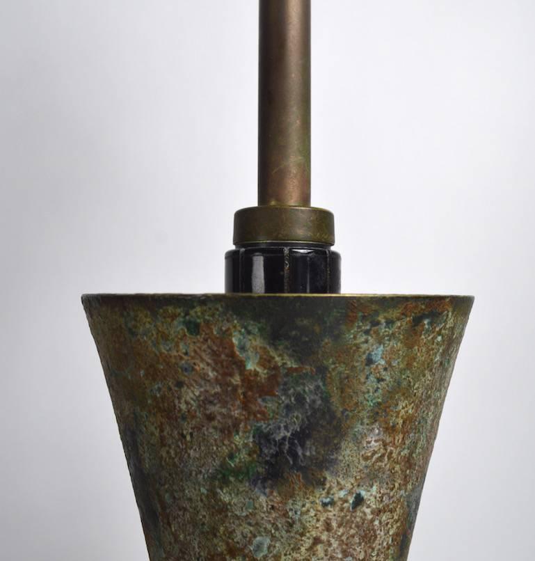 Elegant Hourglass Form Verdigris Stewart James for Hansen Table Lamp In Excellent Condition For Sale In New York, NY