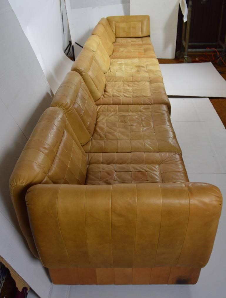 Leather Patchwork Sectional Sofa by Percival Lafer In Fair Condition In New York, NY