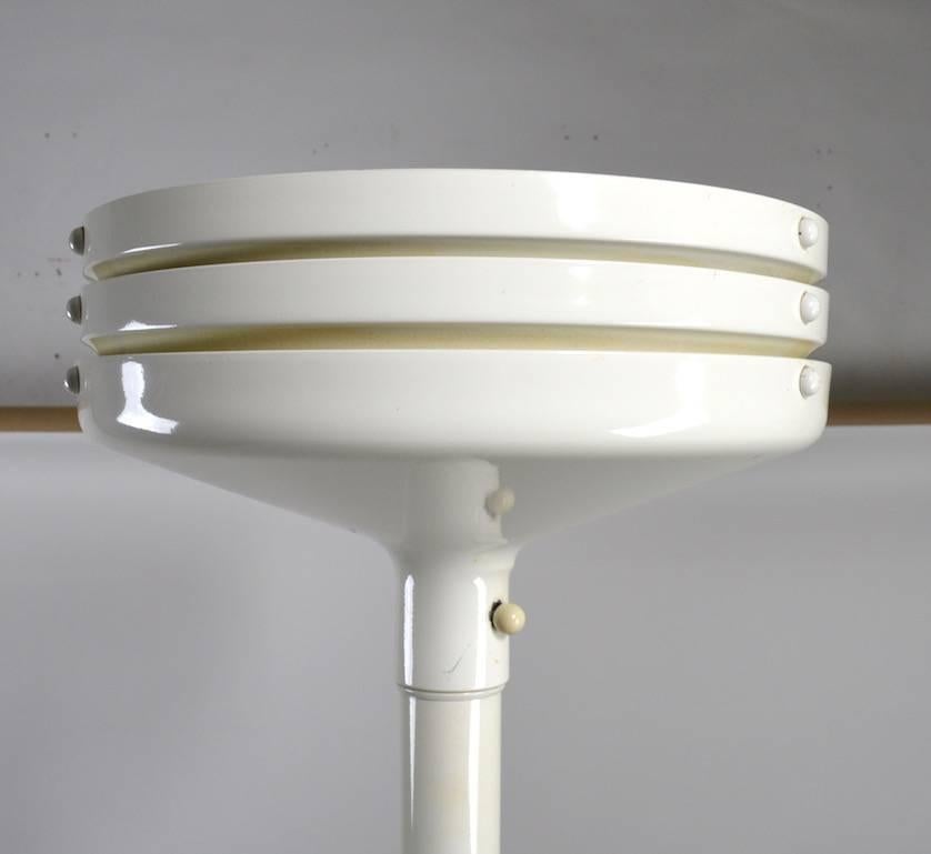 Late 20th Century Louvered White Enamel Torchiere Floor Lamp Attributed to Lightolier