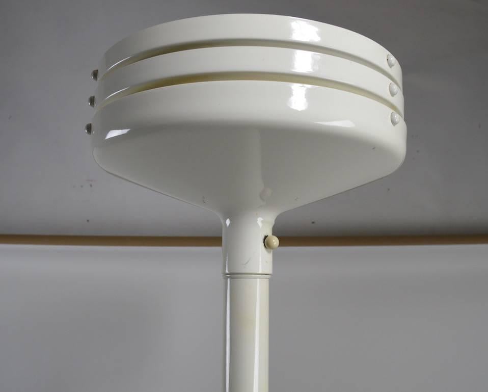 Metal Louvered White Enamel Torchiere Floor Lamp Attributed to Lightolier