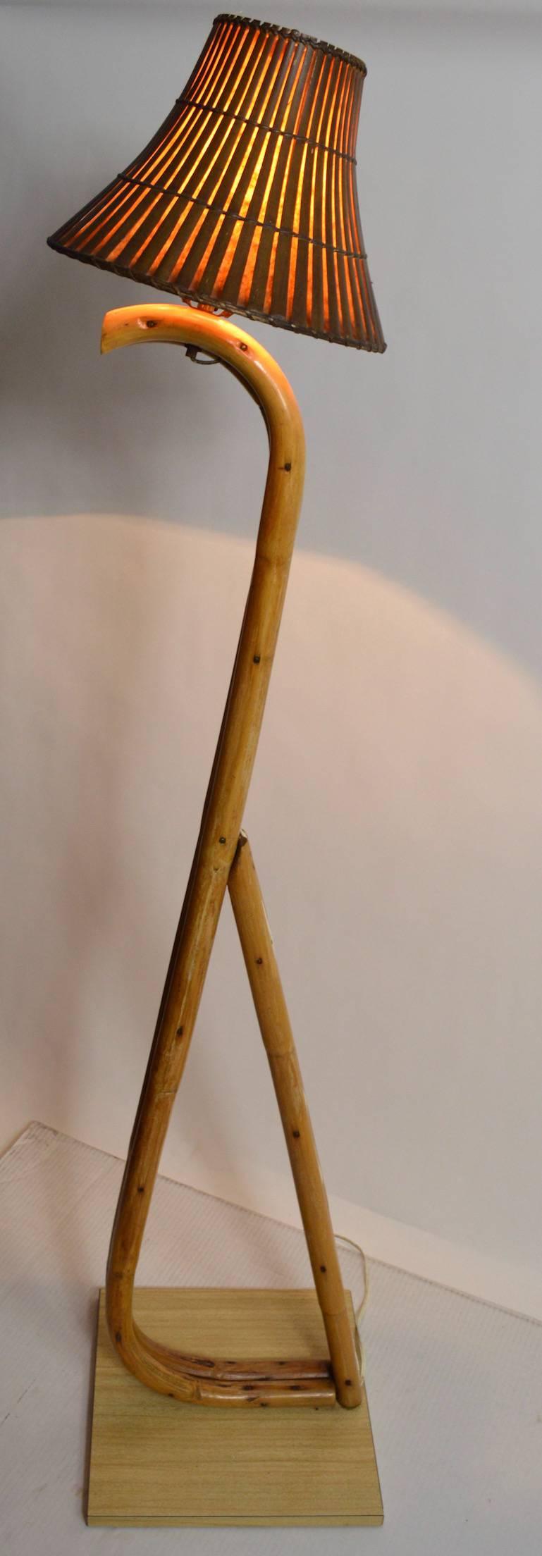 Bamboo Floor Lamp In Good Condition For Sale In New York, NY