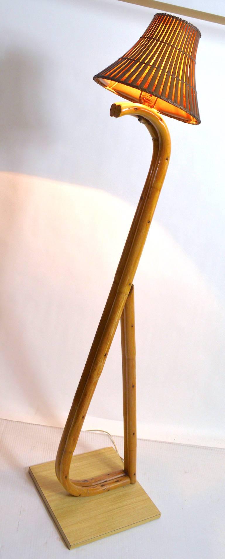 Mid-20th Century Bamboo Floor Lamp For Sale