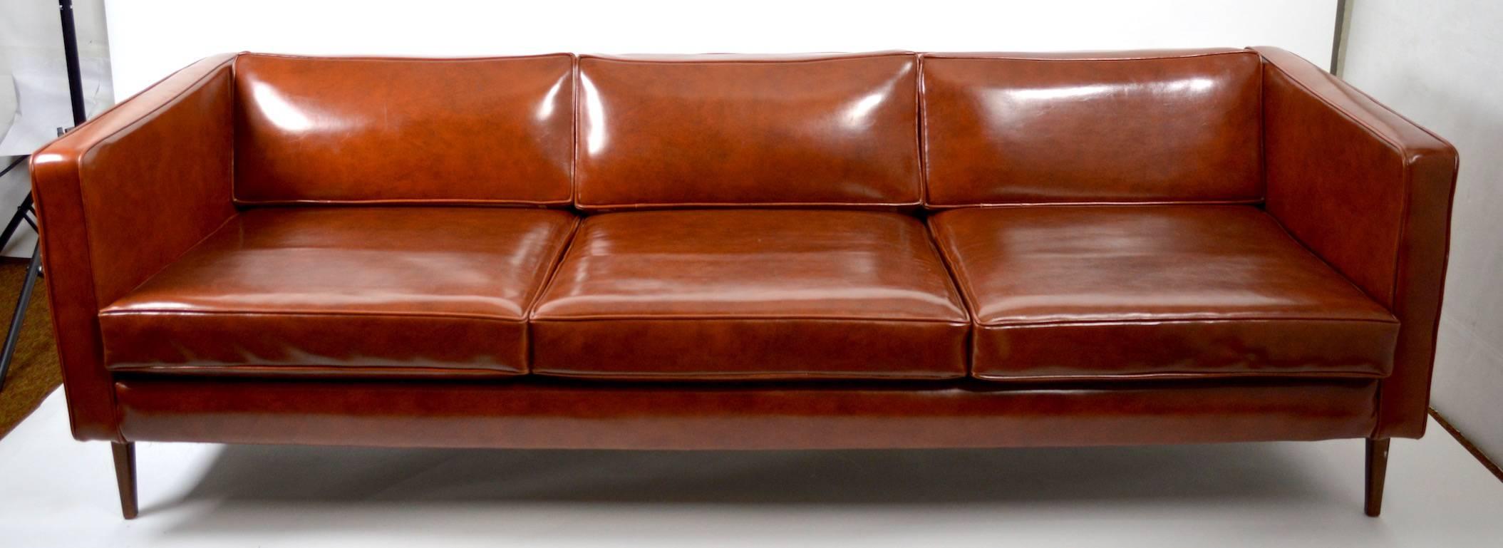 Mid-20th Century Chic Vinyl Box Sofa by Simmons