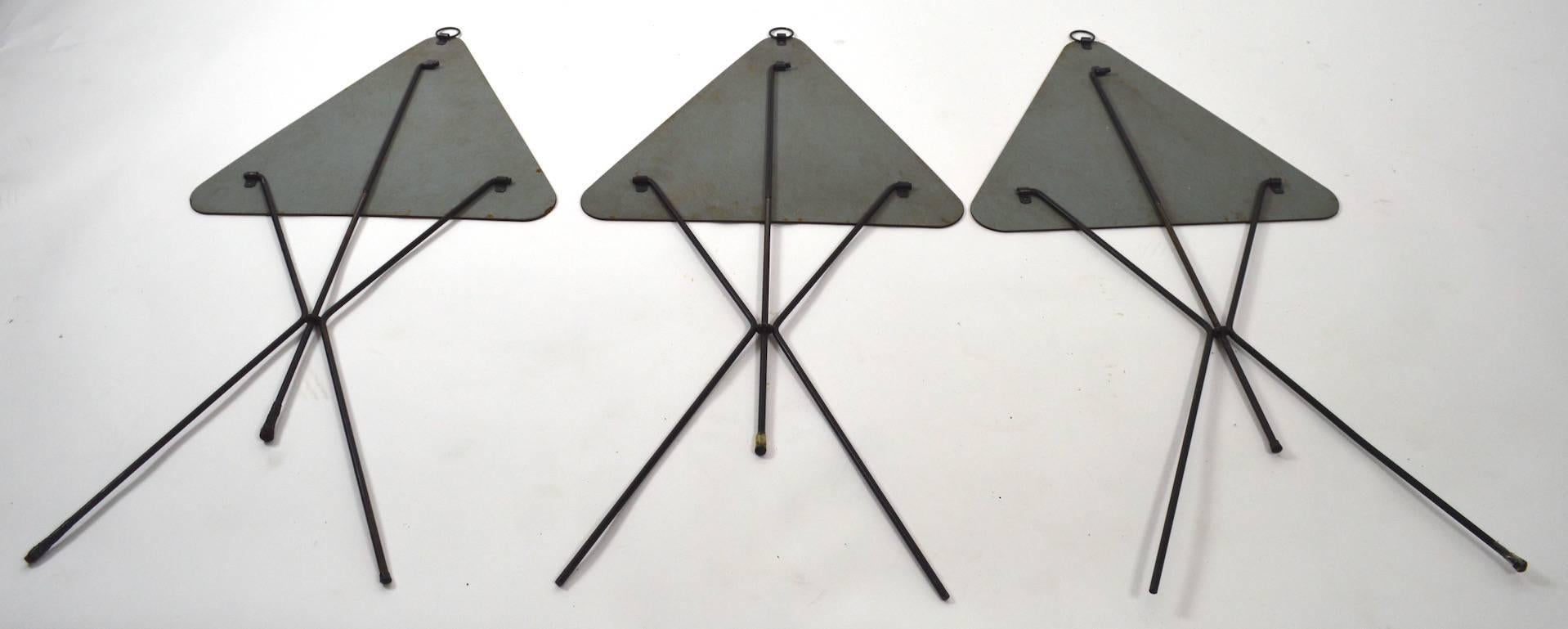 Mid-Century Modern Three-Piece Set Mid¬-Century Folding Tables