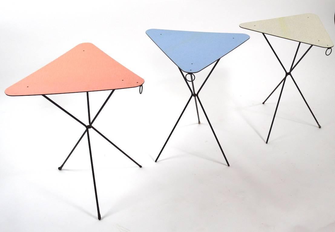 Iron Three-Piece Set Mid¬-Century Folding Tables