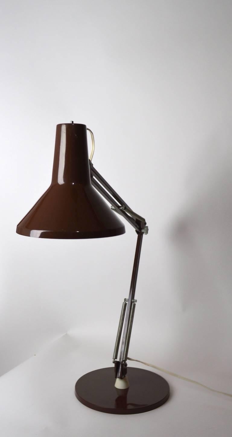 Chocolate Brown Danish Anglepoise Lamp In Excellent Condition In New York, NY