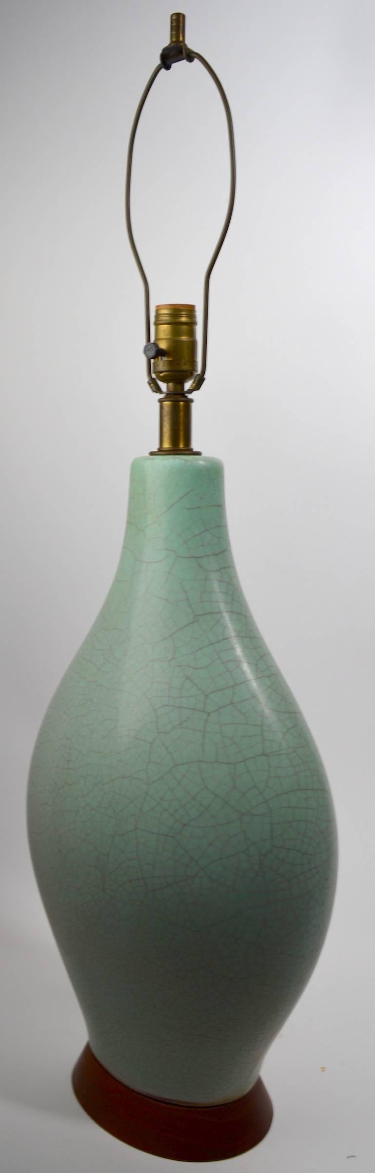 American Mid-Century Celadon Ceramic Lamp
