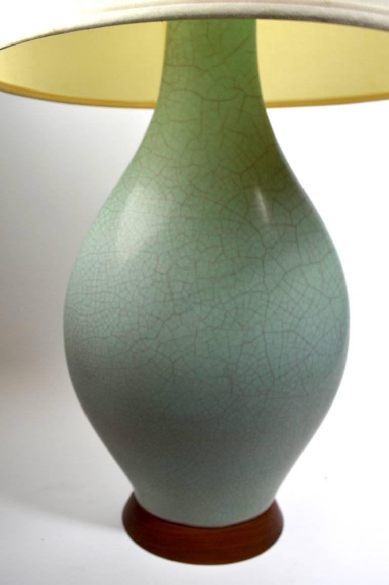 Mid-Century Celadon Ceramic Lamp 1