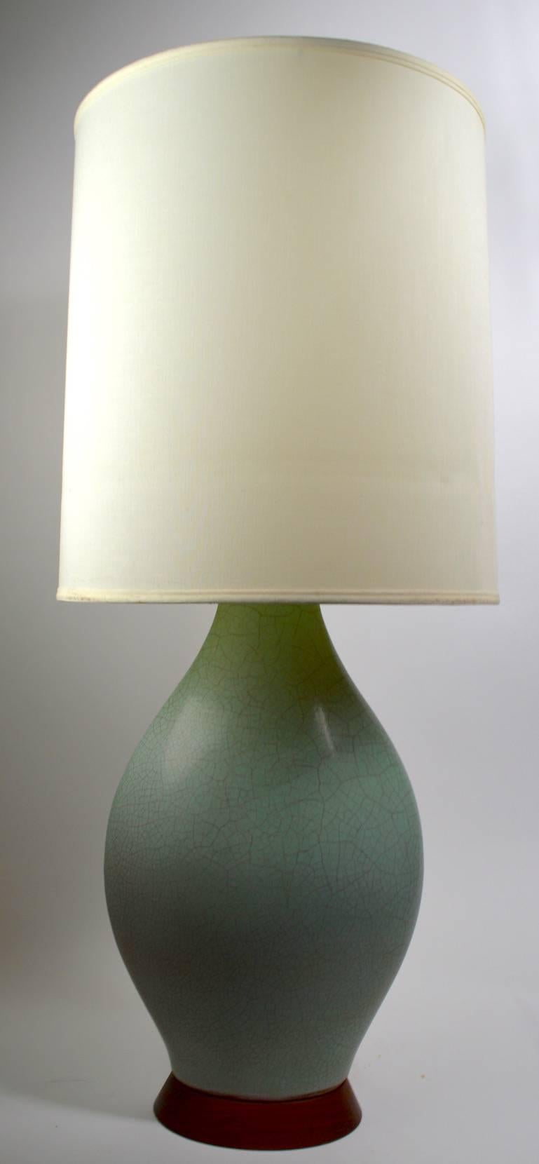 Mid-Century Celadon Ceramic Lamp 2