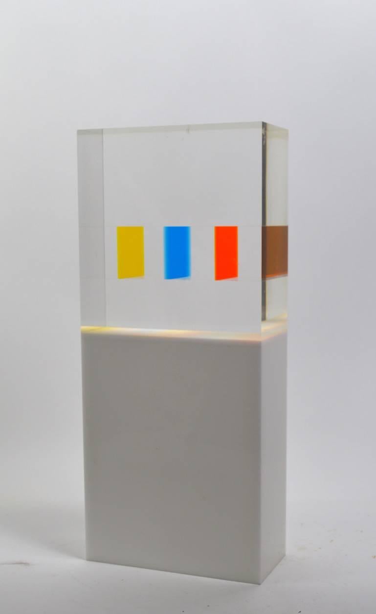 Mid-Century Modern Multi-Color Prismatic Lucite Sculpture by Dennis Byng Dated 1969