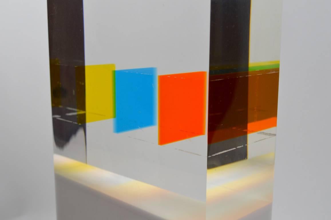 Multi-Color Prismatic Lucite Sculpture by Dennis Byng Dated 1969 In Excellent Condition In New York, NY