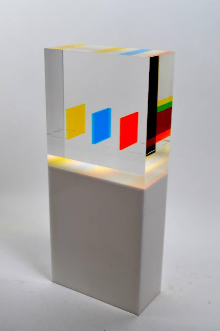 Mid-20th Century Multi-Color Prismatic Lucite Sculpture by Dennis Byng Dated 1969