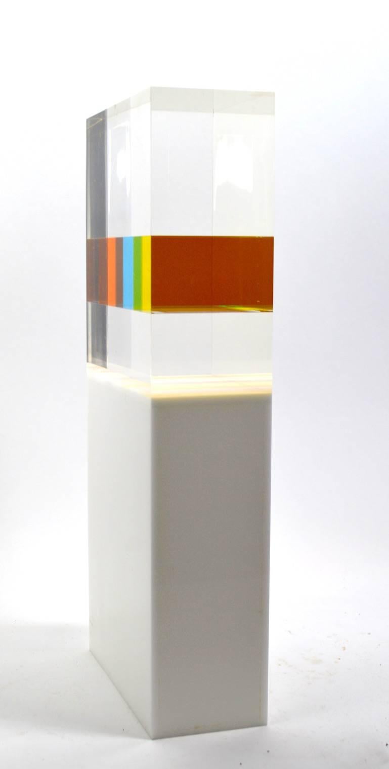 Multi-Color Prismatic Lucite Sculpture by Dennis Byng Dated 1969 2