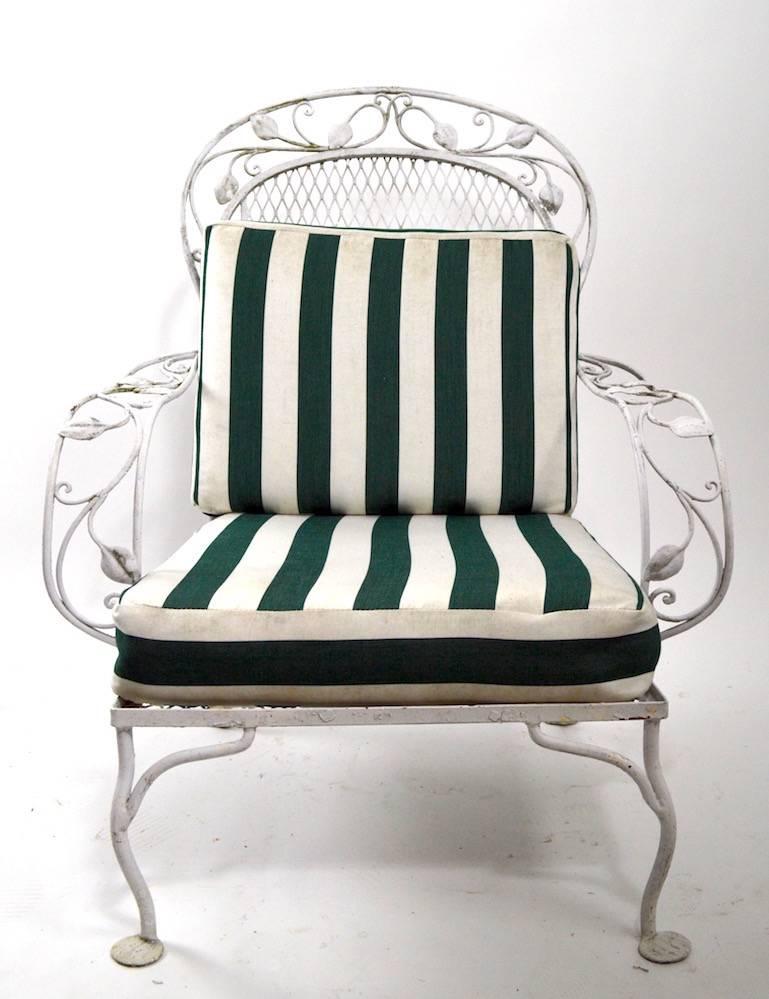 American Pair of Iron Garden Patio Lounge Chairs Attributed to Woodard