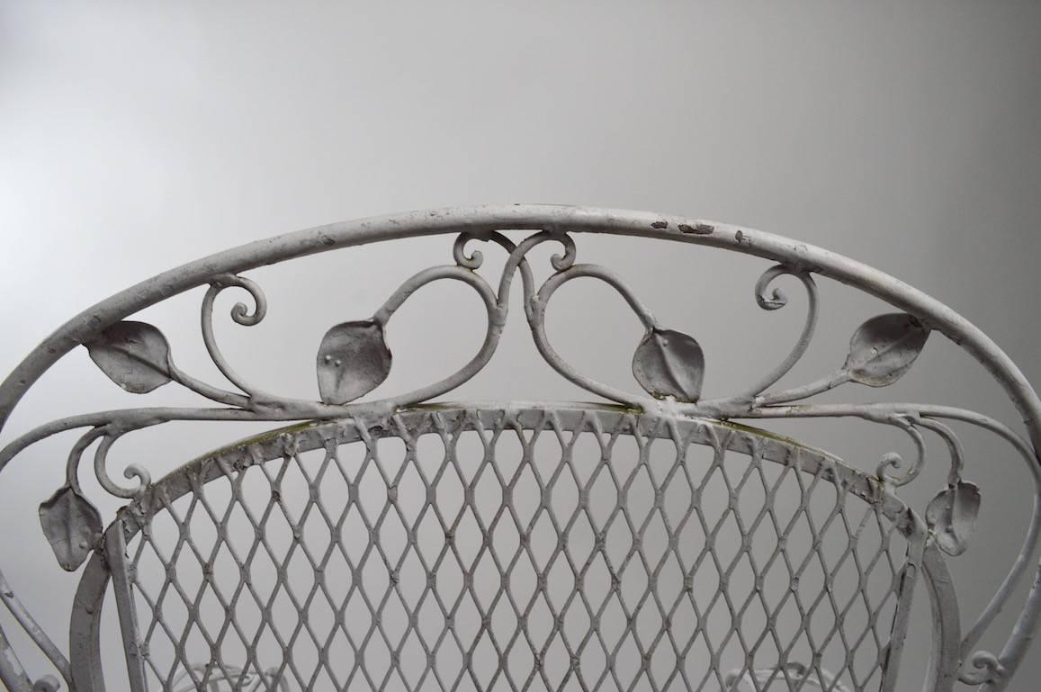 Wrought Iron Pair of Iron Garden Patio Lounge Chairs Attributed to Woodard