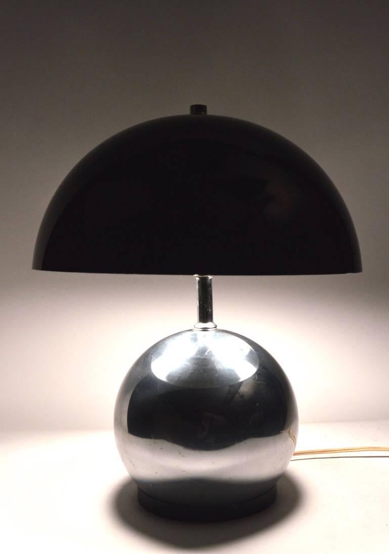 Mid-Century Modern Chrome Ball Lamp with Grey Lucite Shade