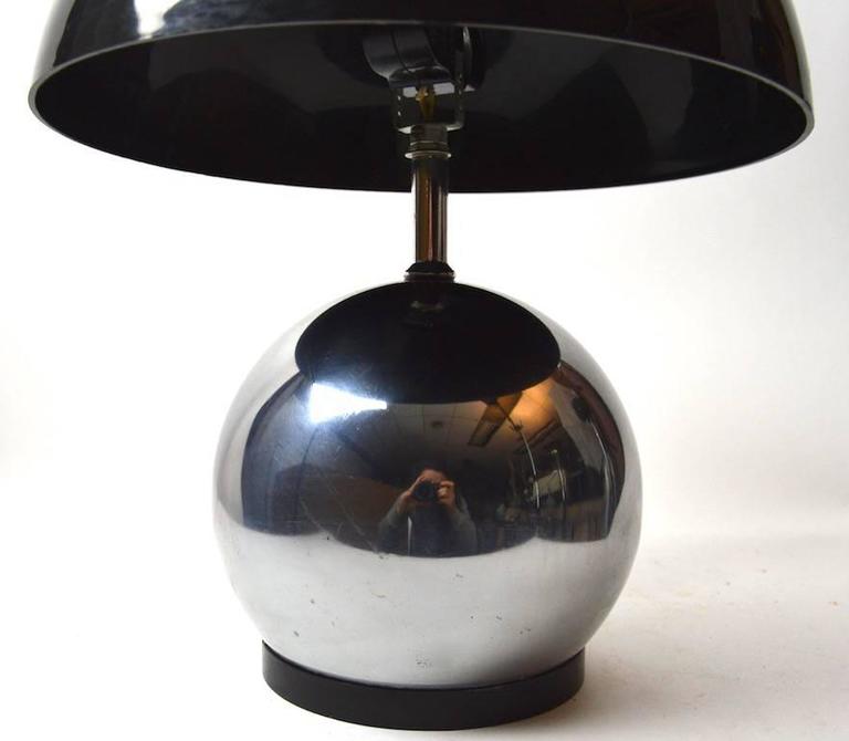 Chrome Ball Lamp with Grey Lucite Shade at 1stDibs