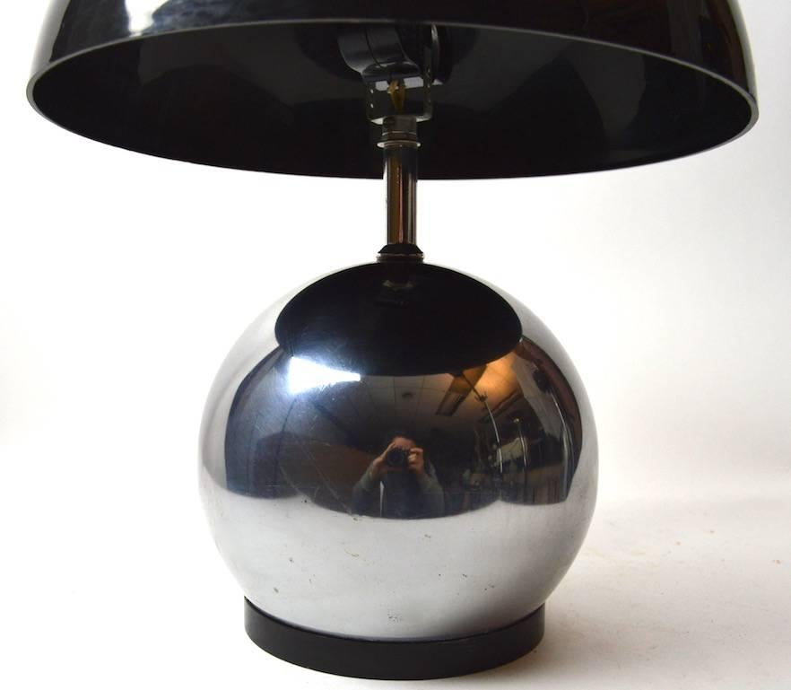 American Chrome Ball Lamp with Grey Lucite Shade
