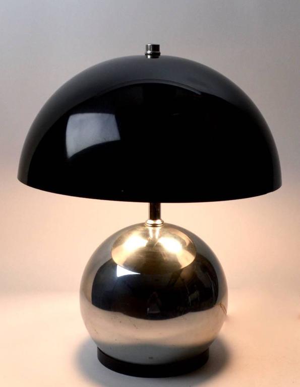 Chrome Ball Lamp with Grey Lucite Shade at 1stDibs