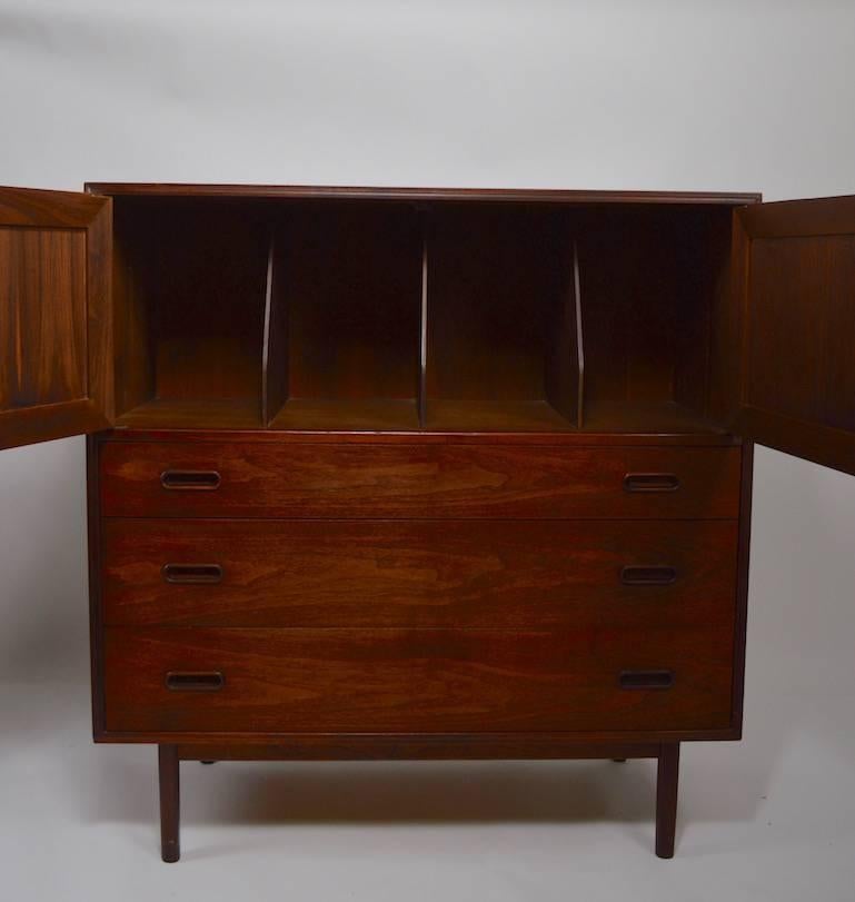 Two-Door Three-Drawer Mid-Century Danish Modern Style Chest In Good Condition In New York, NY