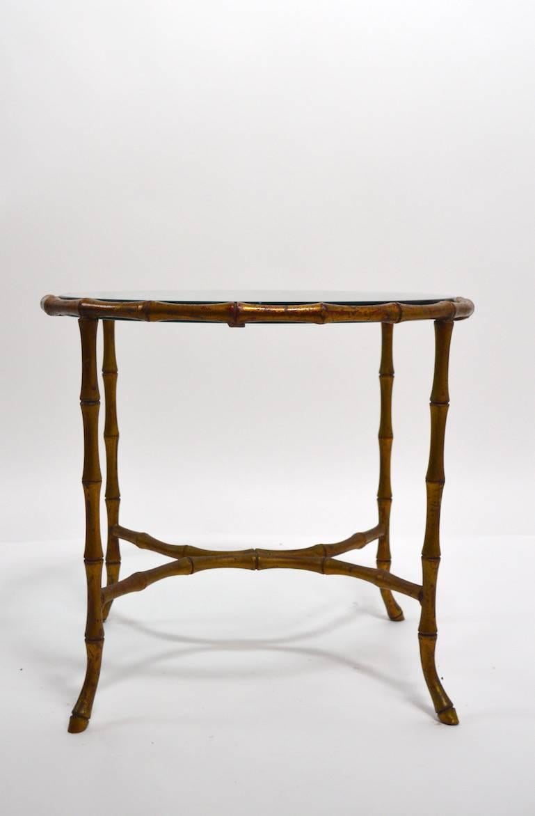 Pair of Brass  Faux Bamboo Tables Attributed to Bagues In Good Condition For Sale In New York, NY