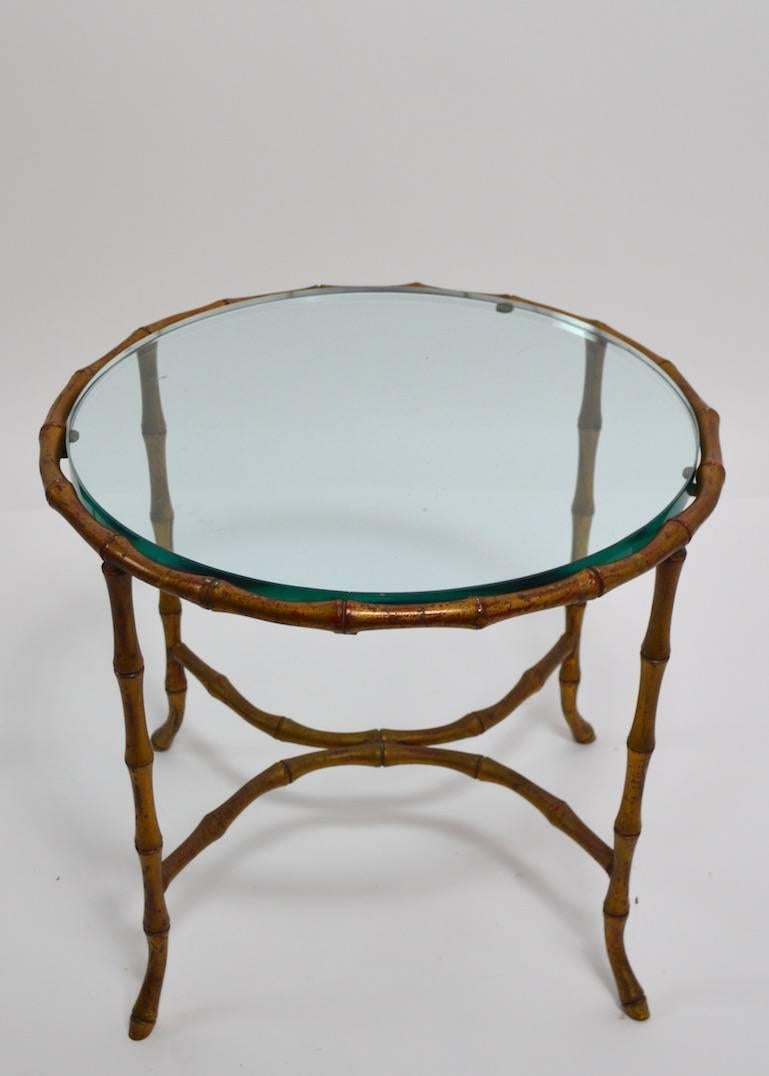 20th Century Pair of Brass  Faux Bamboo Tables Attributed to Bagues For Sale