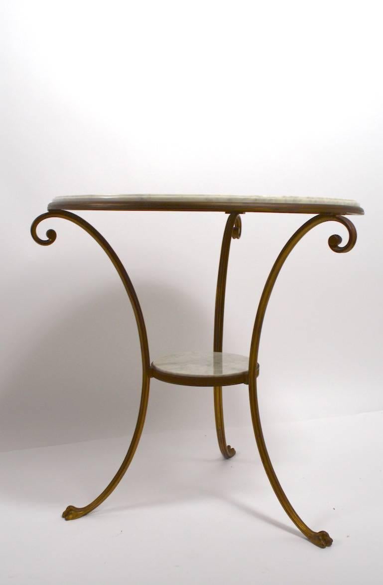 American Brass and Marble Gueridon Table For Sale