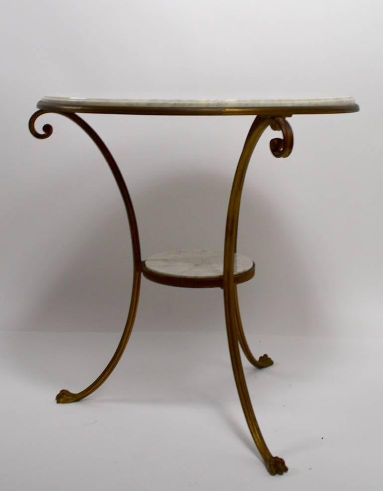 Brass and Marble Gueridon Table For Sale 1