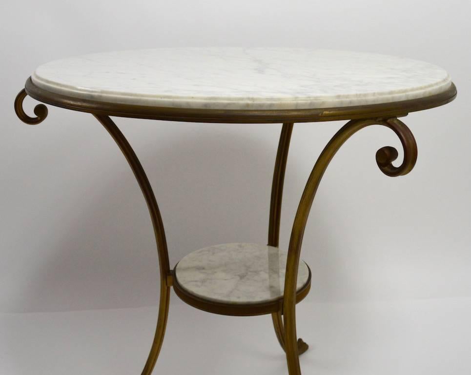 Brass and Marble Gueridon Table For Sale 2