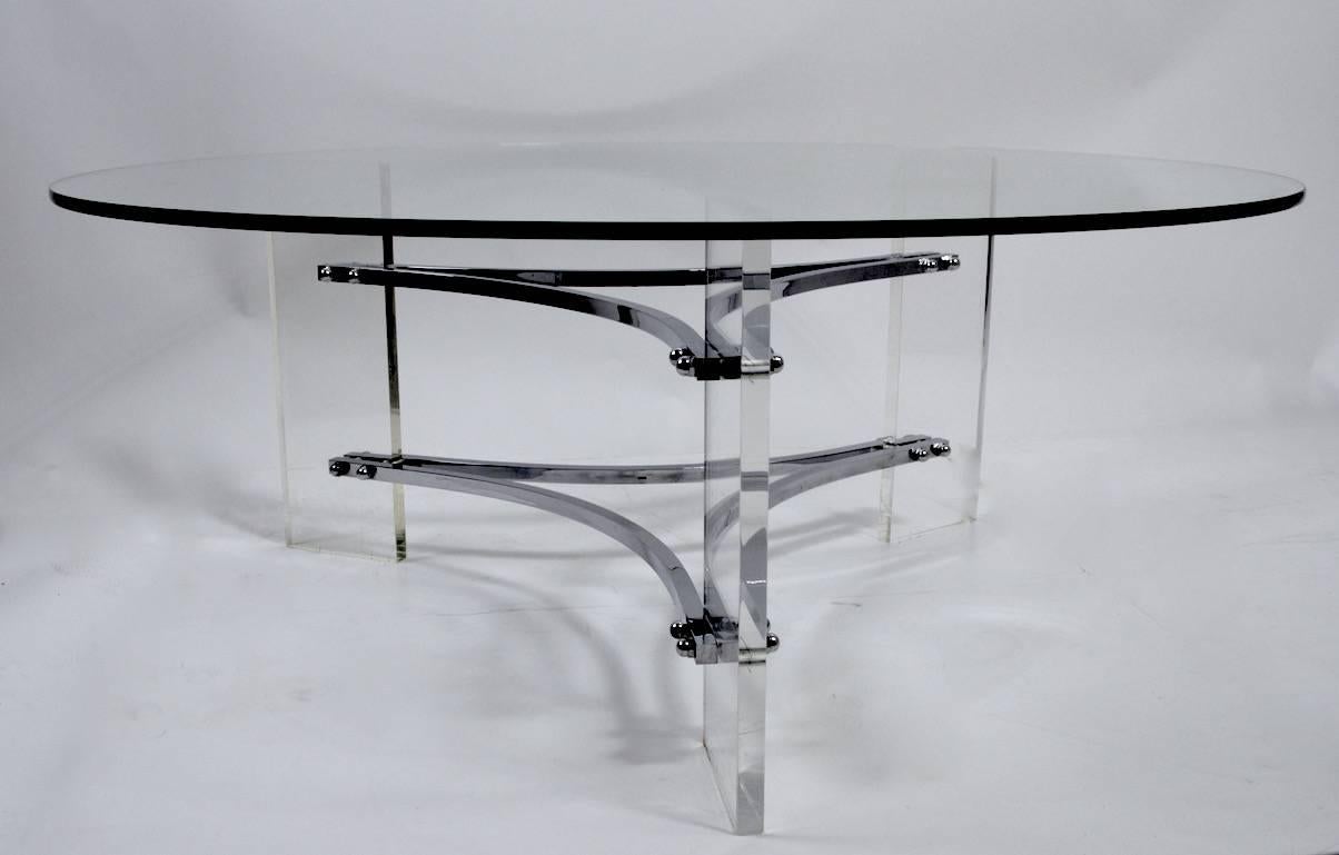 Mid-20th Century Lucite Chrome and Glass Coffee Table after Charles Hollis Jones