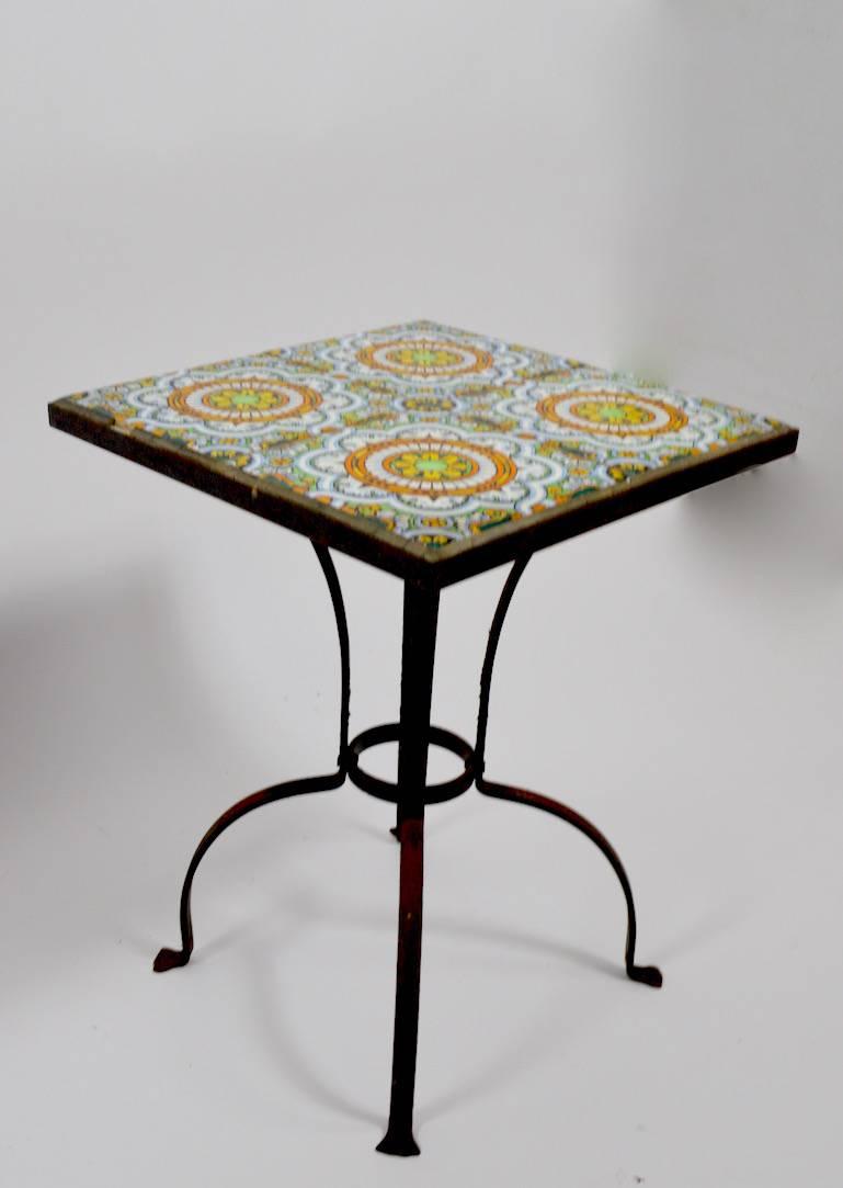 American Wrought Iron Tile-Top Table Possibly Catalina