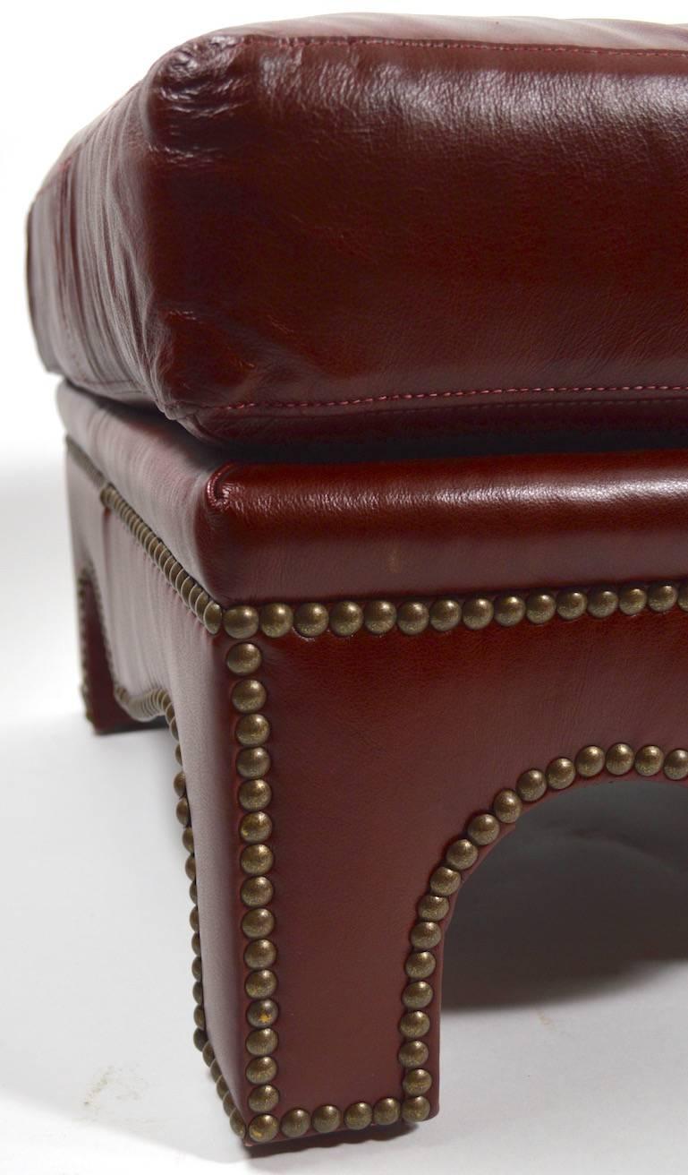 Hollywood Regency Studded Leather Bench by Leathercraft