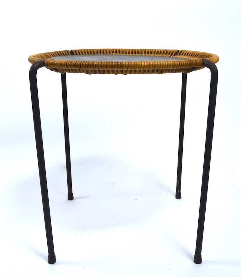 Unusual Wicker and Iron Stand Attributed to Arthur Umanoff In Excellent Condition In New York, NY