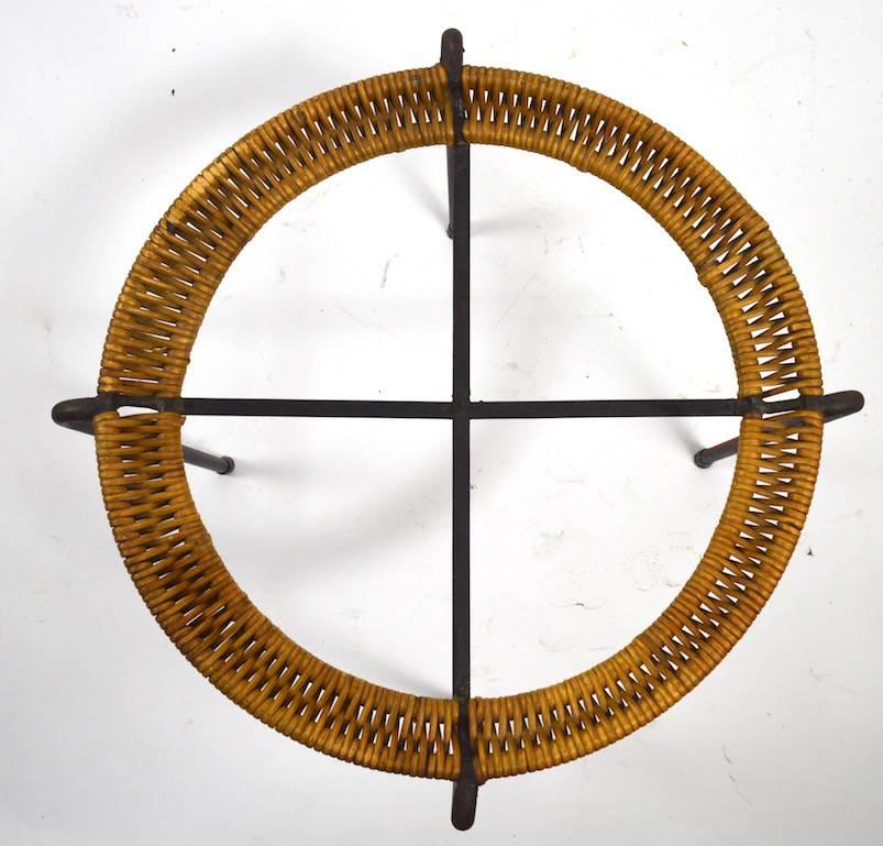 Unusual Wicker and Iron Stand Attributed to Arthur Umanoff 1