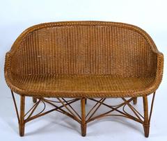 Woven Wicker Loveseat Settee