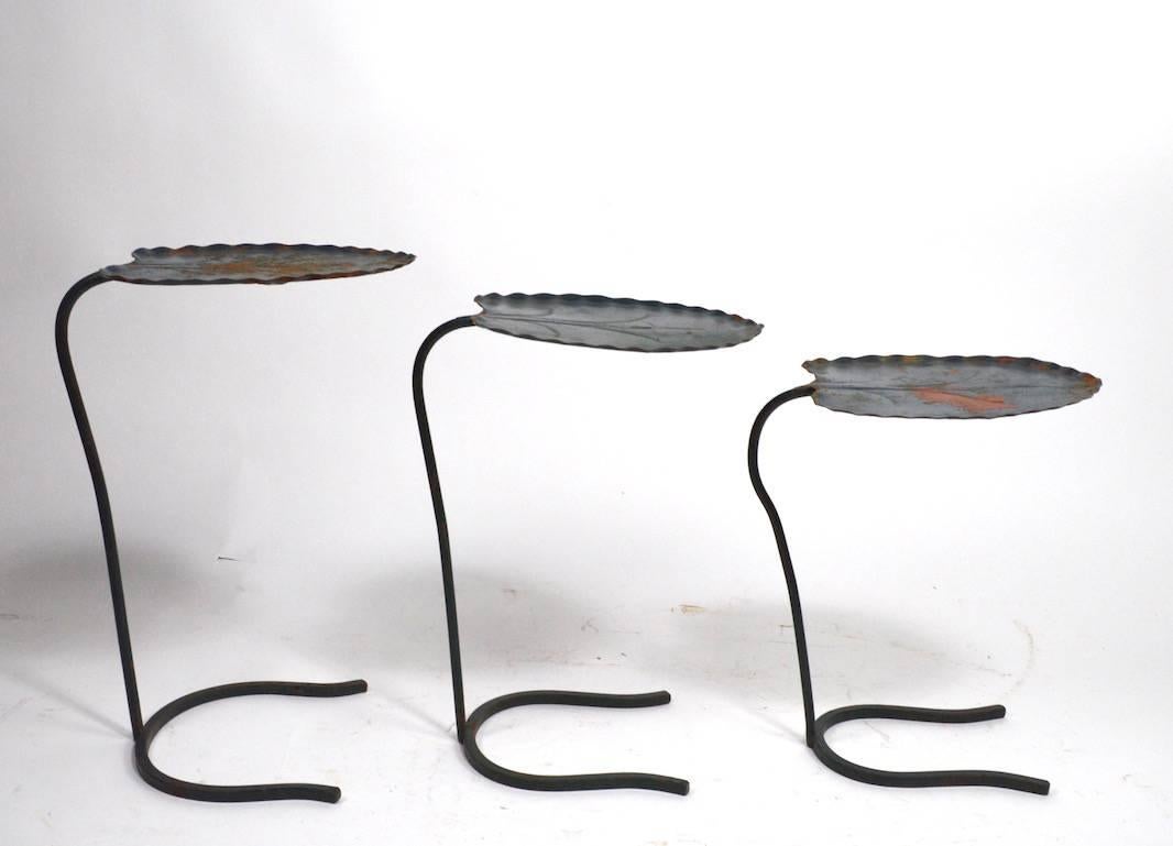 Art Deco Three-Piece Nest Salterini Lily Pads Leaf Tables