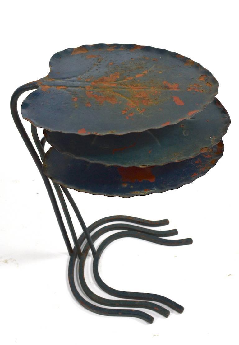 Three-Piece Nest Salterini Lily Pads Leaf Tables In Good Condition In New York, NY